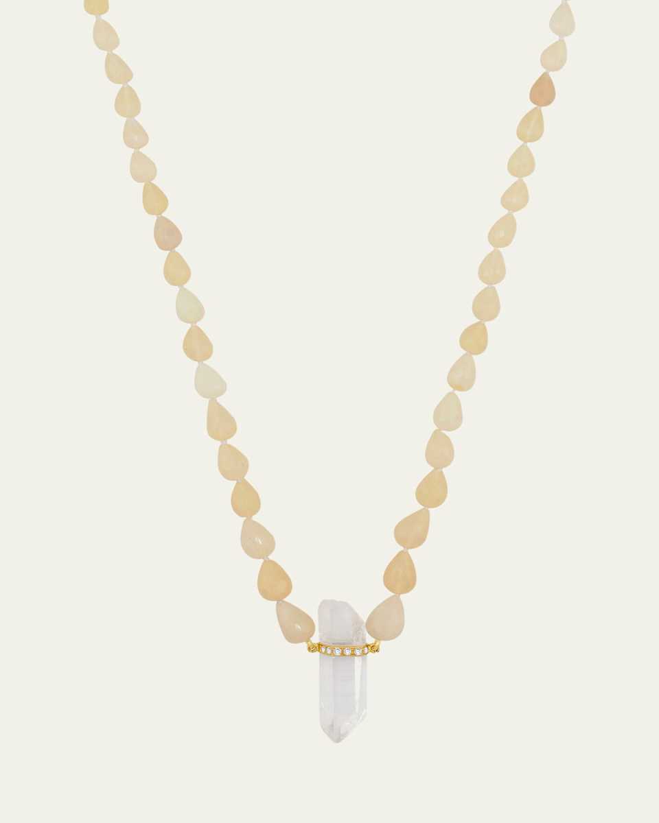 Crystal Quartz and Opal Bead Necklace with Diamonds